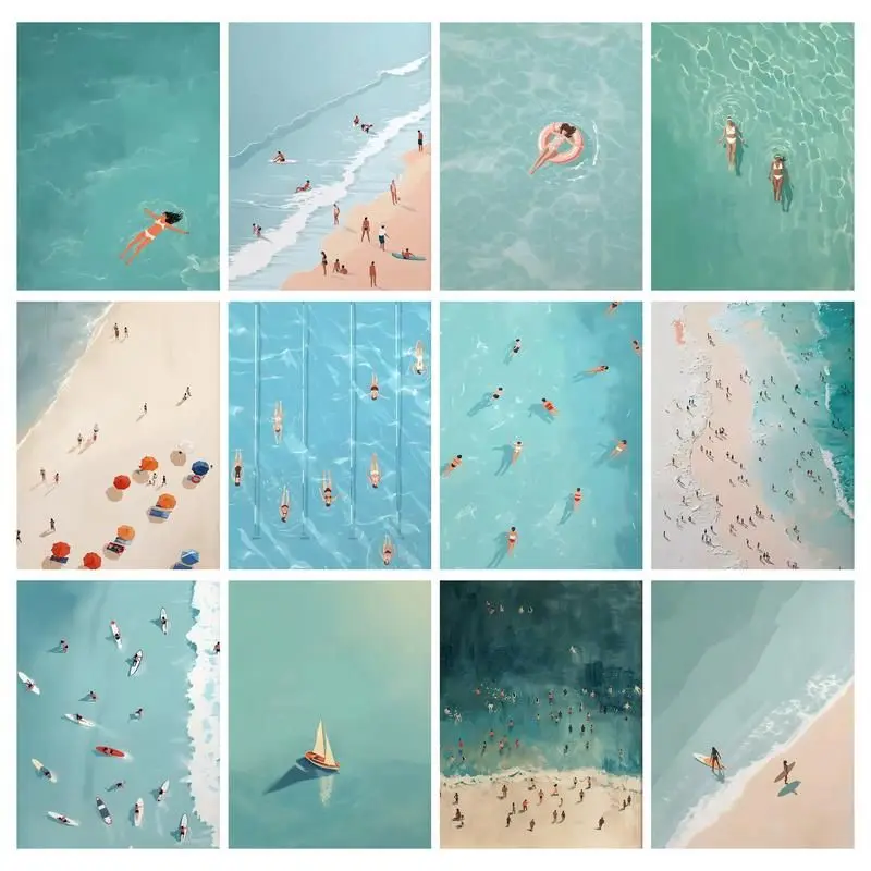 SDOYUNO Summer Surfing Painting By Numbers For Adults Scenery Canvas Drawing Picture Paint Zero Basis Artwork Home Decoration