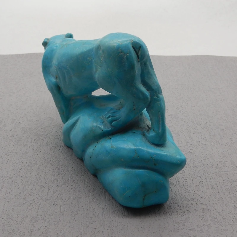 Natural Stone Howlite Carving Animal Ornaments For Decoration Gemstones Jewelry 130x83x44mm 487g