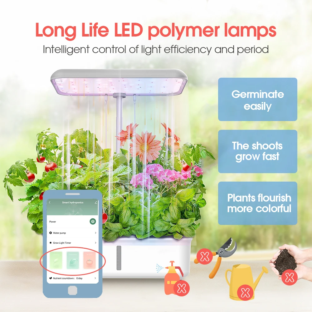 WIFI Hydroponics Growing System Hydroponic Cultivator Garden Vegetables Flowers Herb Grow Kit with LED Grow Light Planter 14-POT