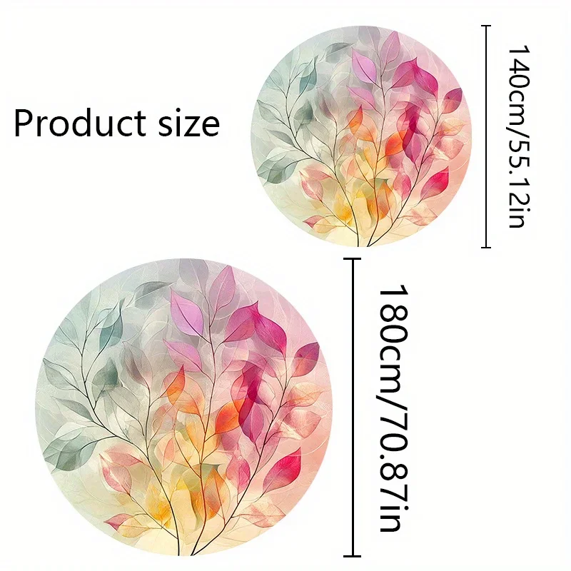 One fashionable round tablecloth with a bright autumn leaf pattern - made of polyester fiber, machine-washablexzj