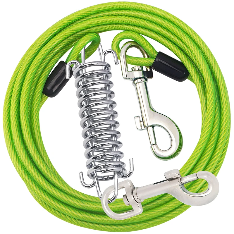3/6/9/15M Dog Tie Out Cable Dog Runner for Yard Steel Wire Dog Leash with Durable Superior Spring Large Dog Running in Outdoor