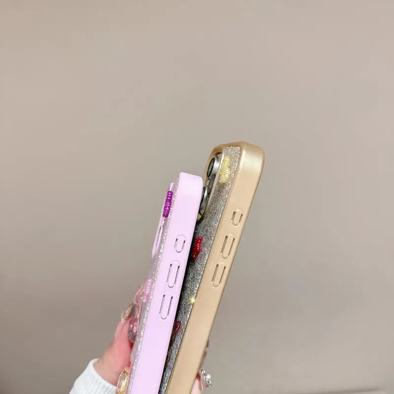 الفاخرة الملونة فراشة بريق حجر الراين جراب هاتف آيفون 16 15 14 13 12 11 برو ماكس زائد لامعة للصدمات الغطاء الخلفي