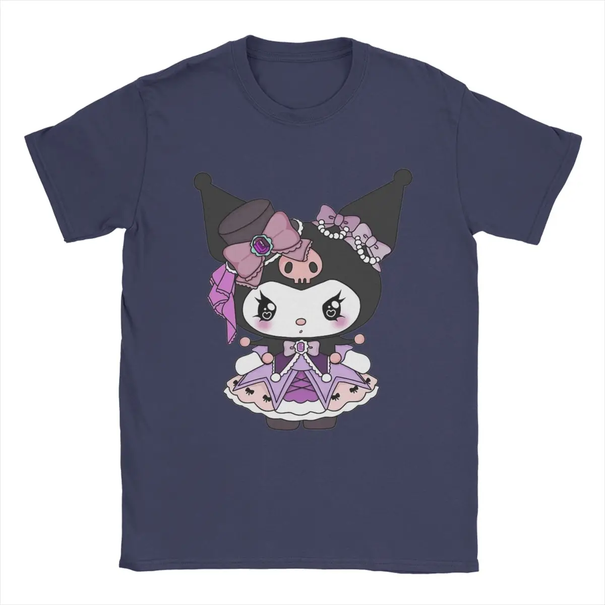 T-Shirt For Men Kuromi Princess Dress Hello Kitty Short Sleeve Creative Pure 100% Cotton Tees Crew Neck T Shirt Gift Idea Tops