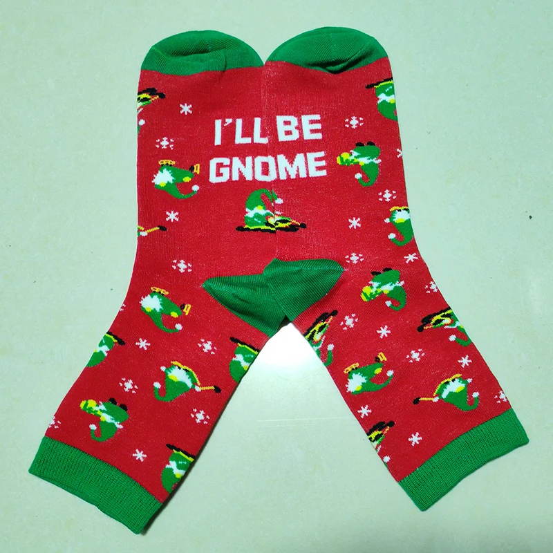 New Christmas Cartoon Cute Elf Unisex Crew Cotton Socks Women Men Funny X-mas Long Socks Gifts for Dropshipping Wholesale