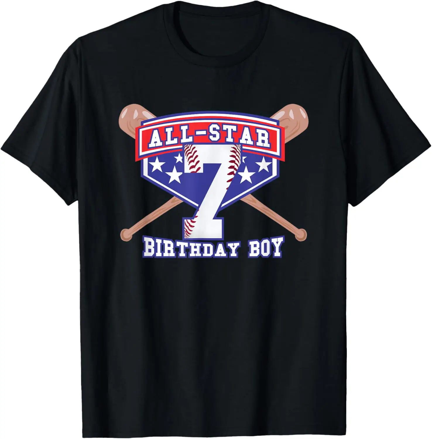 

All Star Baseball 7 Year Old Birthday Boy Print T-Shirt