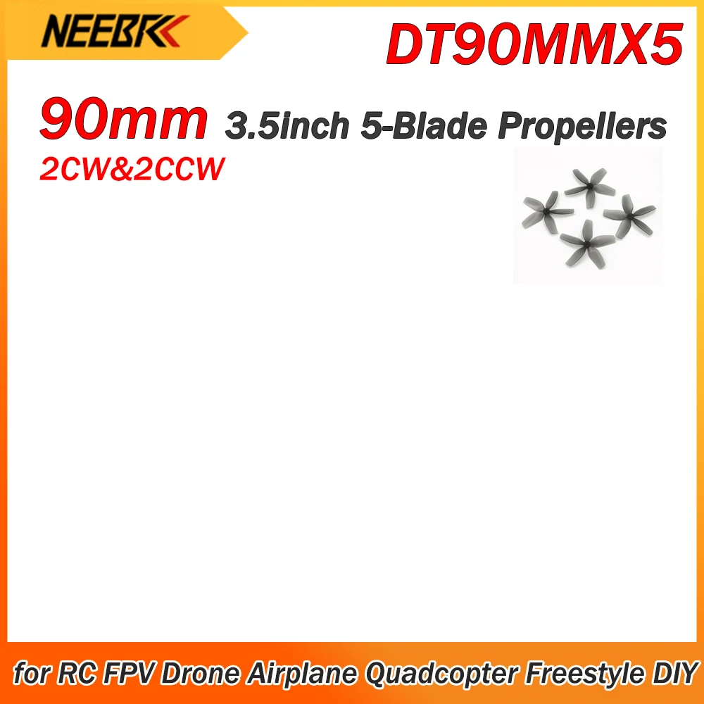 

4PCS DT90MMX5 90mm 3.5inch 5-Blade 2CW&2CCW PC Propeller Low Noise Prop for RC FPV Drone Airplane Quadcopter Freestyle DIY Parts