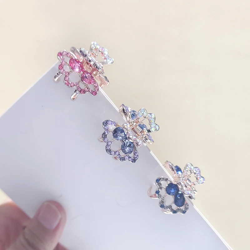 New Fashion Small Hair Grab Clip Alloy Rhinestone Women\'s Hair Clips Summer Sweet Cute Side Barrettes Shining Bangs Clip