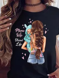 Camiseta con estampado de dibujos animados para mujer