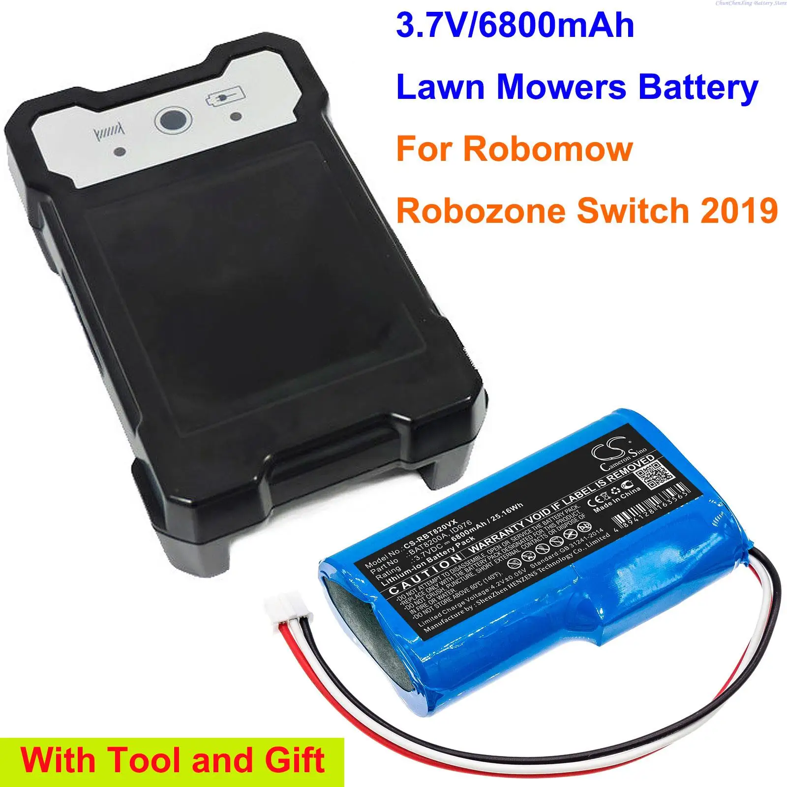 Cameron Sino 3.7V 6800mAh Lawn Mowers Battery BAT8200A, ID976 for Robomow Robozone Switch 2019 +TOOL