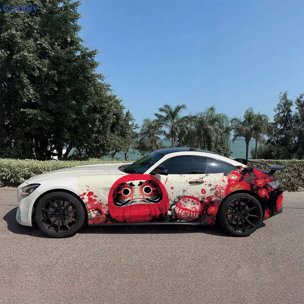 

2pcs Daruma Wish Spirit, Durable, Fade-resistant, Enhance Vehicle Aesthetics With Bold Artistic Design Car Vinyl Wraps