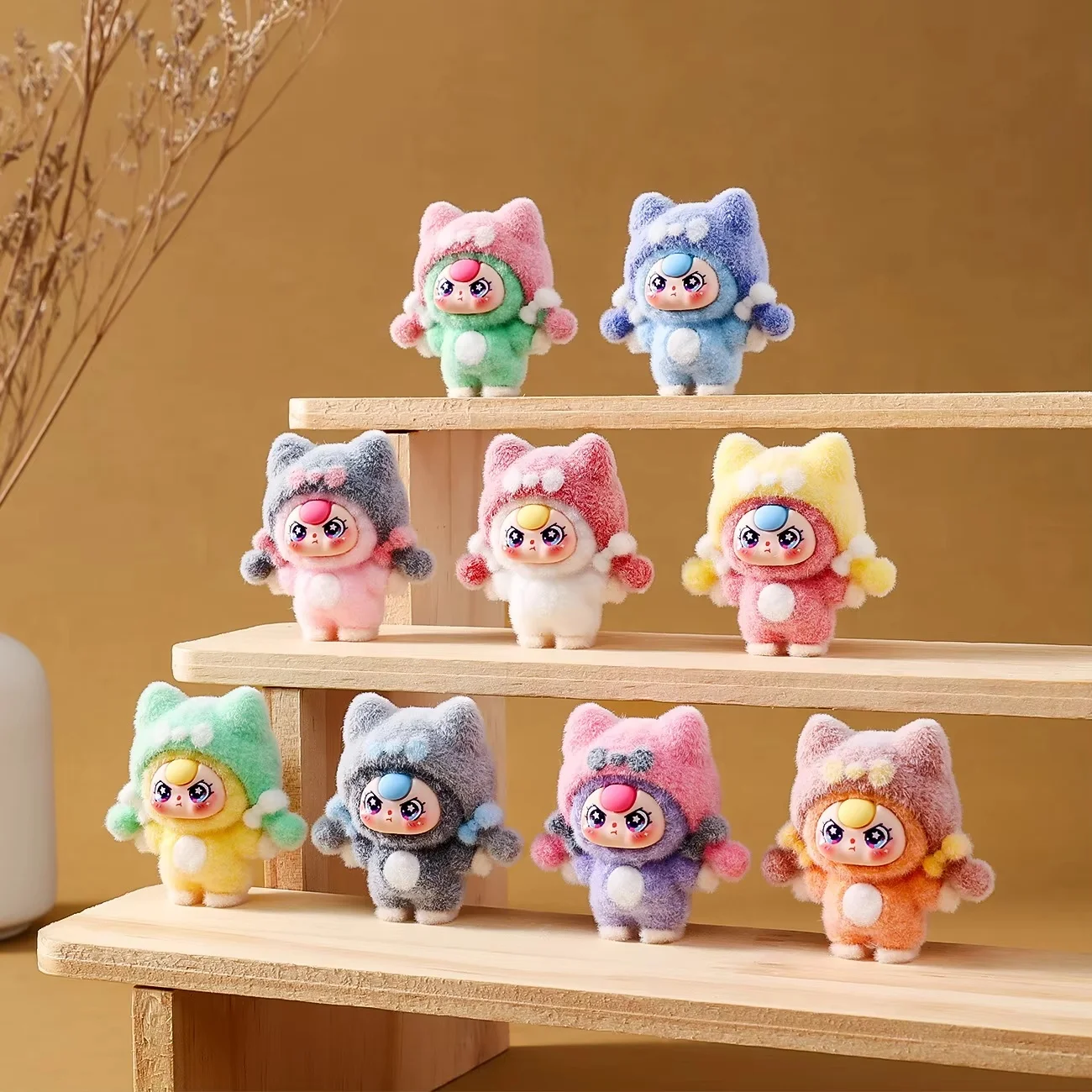 

Baby Three Blind Box Flocked Mini Cute Dolls Diy Keychain Pendant Desktop Ornament Trendy Blind Box For Kids Gift Wholesale Toys