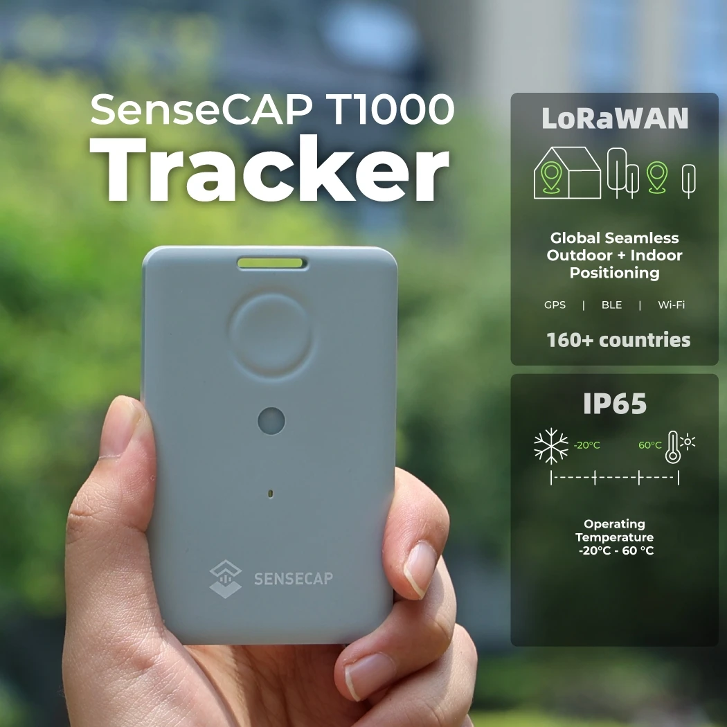 SenseCAP T1000-A LoRaWAN Tracker for Indoor and Outdoor Positioning, equipped with GPS, Bluetooth, and Wi-Fi