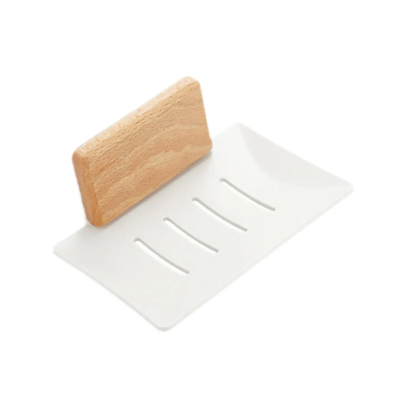 Soap Dish with Drain Wood Metal Bar Soap Tray Self Draining Soap Holder Bathroom Kitchen Storage