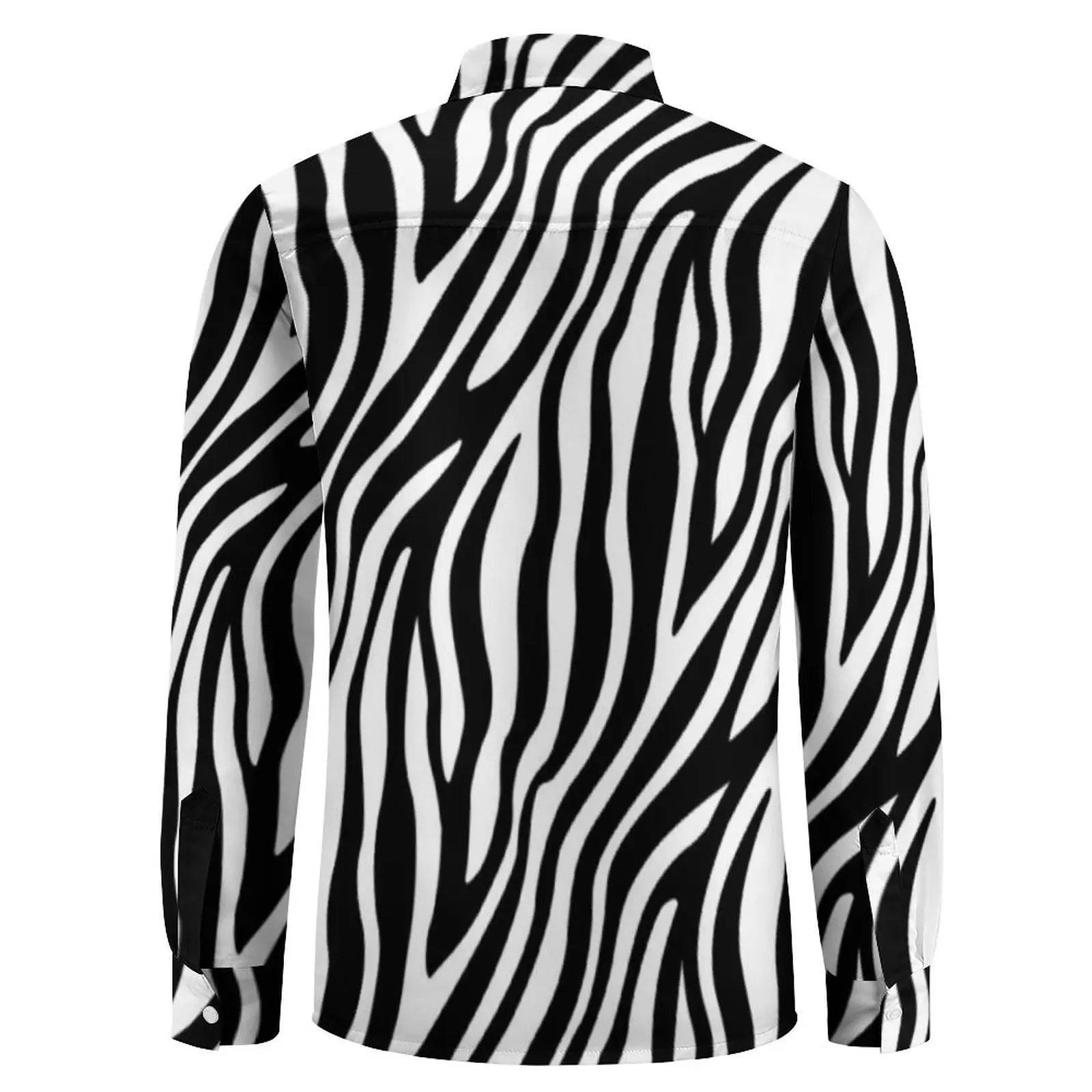 Zebra Pattern Casual Shirts Men African Animal Stripes Print Shirt Long Sleeve Trendy Y2K Blouses Autumn Graphic Top Plus Size