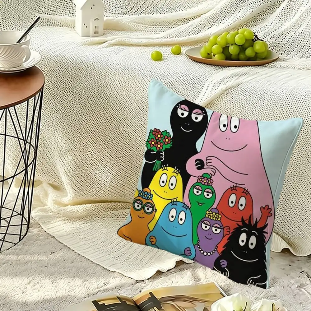 Cartoon B-Barbapapa-a Square Double-Sided printed Pillow Case Bedroom Bedside Pillow Sofa Cushion Cover