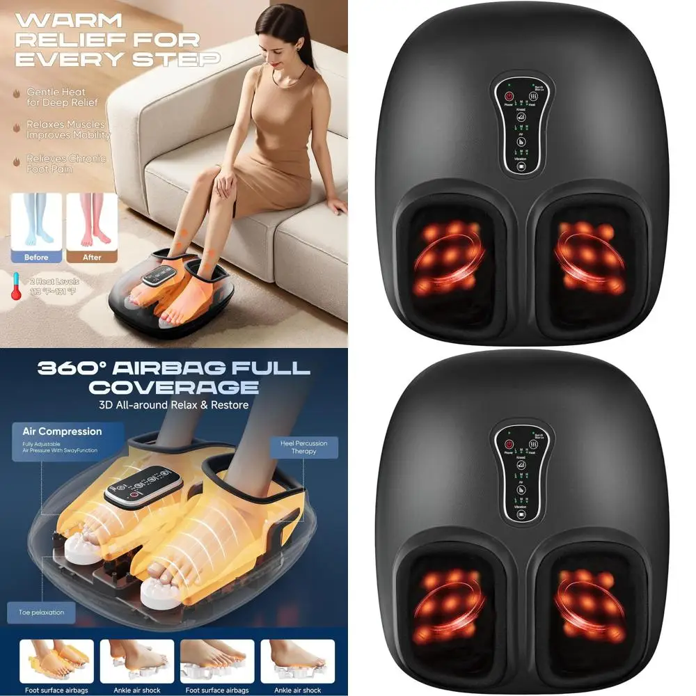 

Heated Vibration Foot Massager for Plantar Fasciitis & Neuropathy Relief, Sizes up to 13, Multi-Mode, Unisex Gift