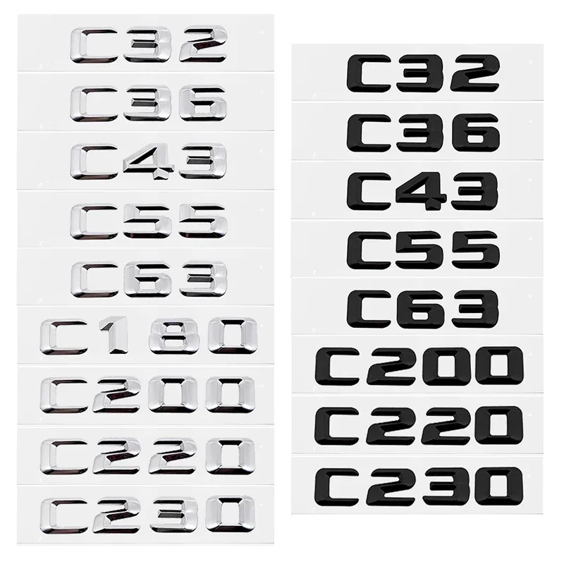 

3D Car Tail Letter Stickers Badge for Mercedes Benz C Class C32 C36 C43 C55 C63 C180 C200 C220 C230 Auto Rear Trunk Emblem