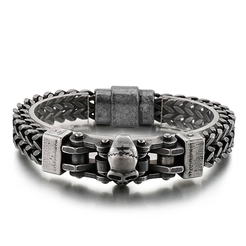 Punk Style Steel Chain  Skull Decoration Trend Men's Bracelets Wristbands Chain Ornaments Bracelets Men Jewelry Bead Bracelet