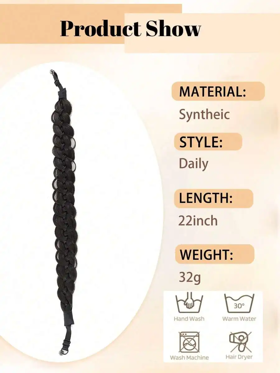 

Synthetic Magnetic Fishbone Braid Headband For Women Daily Wear Party Travel