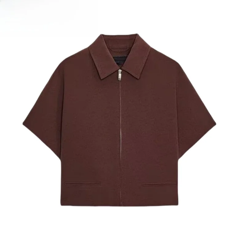 

New Summer Women's Jaet Simple Versatile Casual Turn-down Collar ort Sve ort Length Outerwear Commute Sle Loose Fit