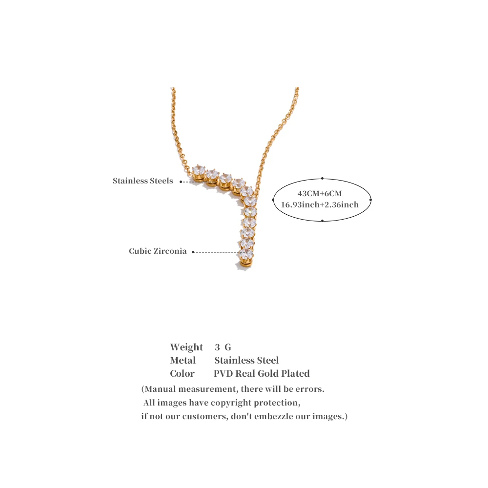 Yhpup High Quality Shiny Cubic Zirconia Chain Drop Fashion Necklace for Women Delicate Jewelry 18K Gold Color PVD Plated