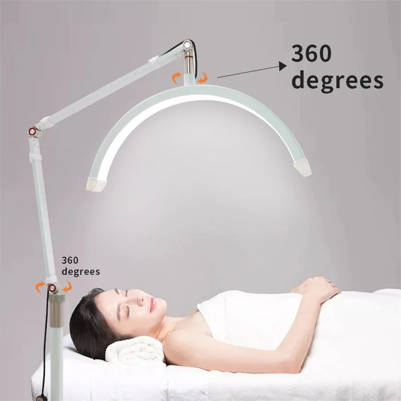 16 Inches 20W LED White Half Moon Lash Light Temperature 3000K-6000K Floor Photography Light for Beauty Facials Skincare Lamp