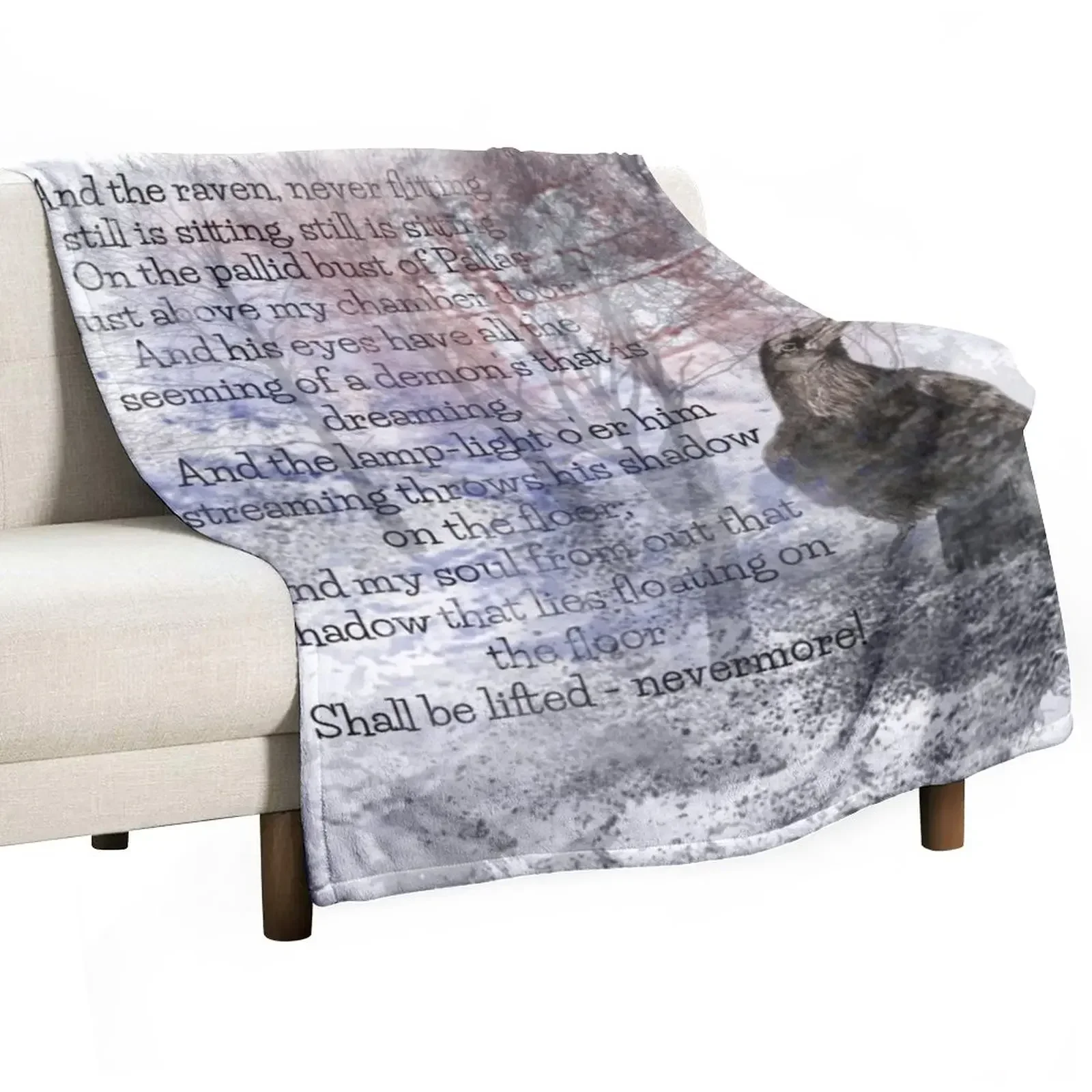 Edgar Allan Poe Poem The Raven Throw Blanket Blankets Sofas Of Decoration Soft Vintage Blankets