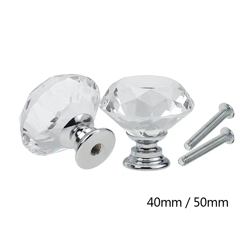 

10Pcs/set 40/50mm Diamond Shape Design Crystal Glass Knobs Cupboard Drawer Pull Kitchen Cabinet Door Wardrobe Handles Hardware