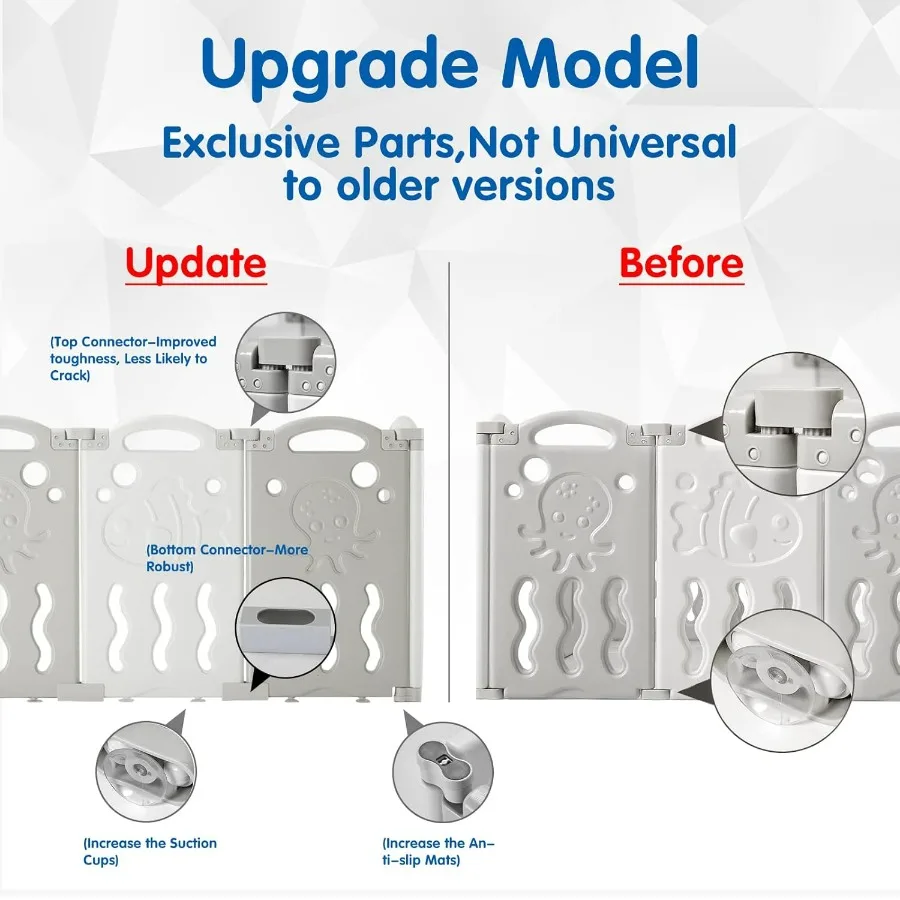 Box per bambini pieghevole a 14 pannelli aggiornato con pannello di gioco interattivo e cancello di sicurezza per bambini Design di forma regolabile per interni