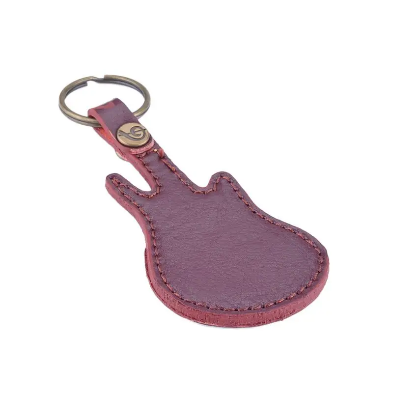 Guitar Pick Holder Leather Plectrum Case Bag Keychain Guitar Shape Guitar Picks String Instrument Accessories Excluding Pick