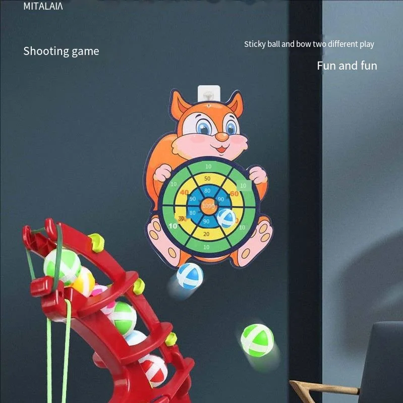 Katapult-Klebeball-Bogen-und-Pfeil-Zielscheibe, interaktives Eltern-Kind-Wurf- und Schieß-Dartspielzeug – Detail 7