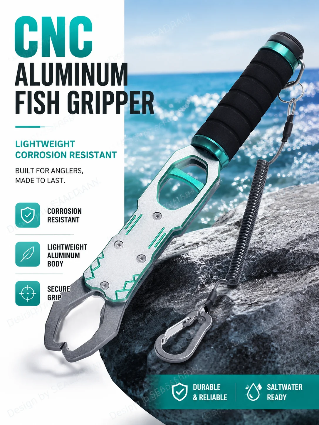 40LB 18KG CNC Galvanisierter Aluminium-Fischgreifer mit Waage 360° ° Drehbarer Rutschfester Großer Fischgriff-Angelgriff – Detail 4