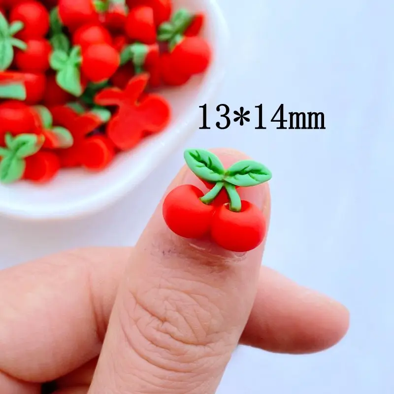 20pcs New Resin Cute Mini Cherry Flat back Stone Applique Figurines DIY Wedding Scrapbook Manicure Accessories