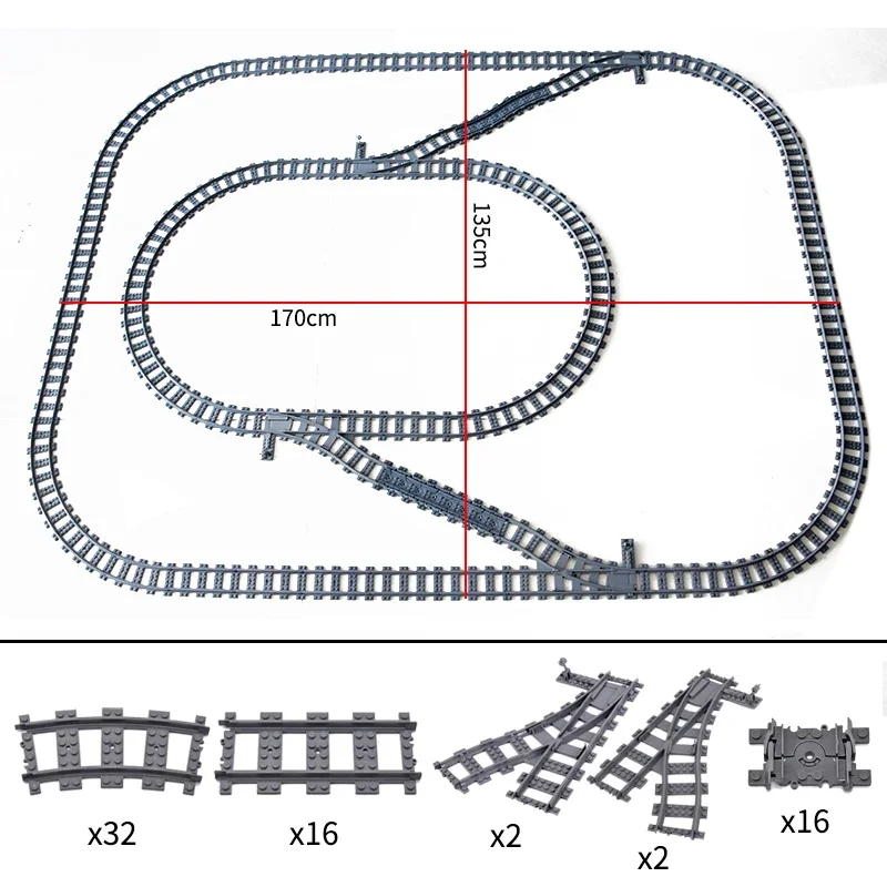 New MOC Building Blocks: Track Components (Branch Straight Cross Passage) Train Signal Lights Pedestrian Overpass Bus Stop