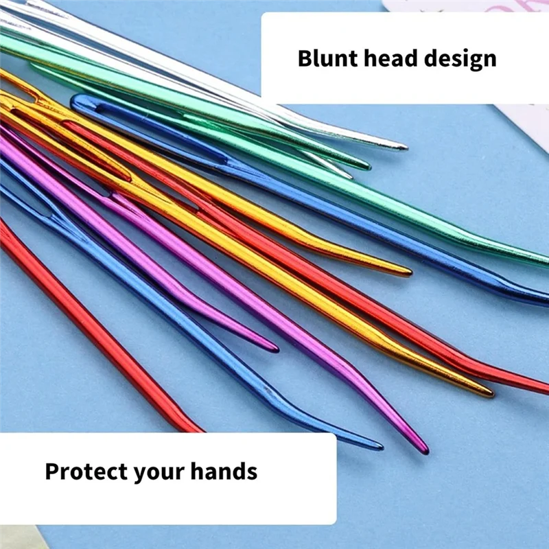 A59E-58Pcs ขนาดใหญ่โค้ง Tapestry เข็มหลอดสําหรับทอผ้าหัตถกรรมขนาดใหญ่ Eye Bent TIP เข็มอลูมิเนียมถักเข็ม