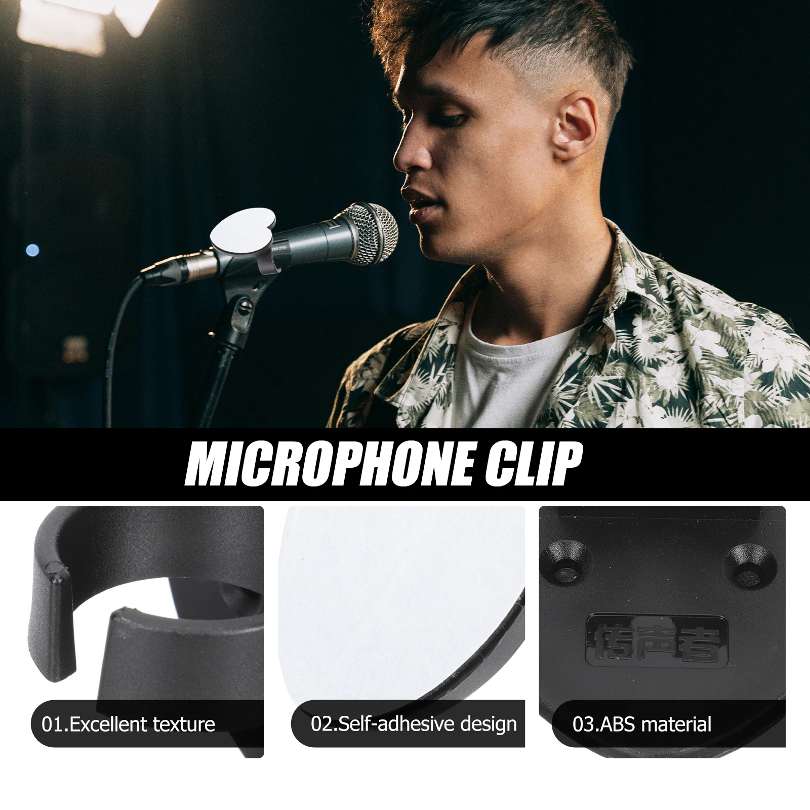 

4pcs Heart-Shaped Microphone Clips Abs Mic Holders Adhesive Wireless Mic Holder For Microphone Accessories Durable Practical