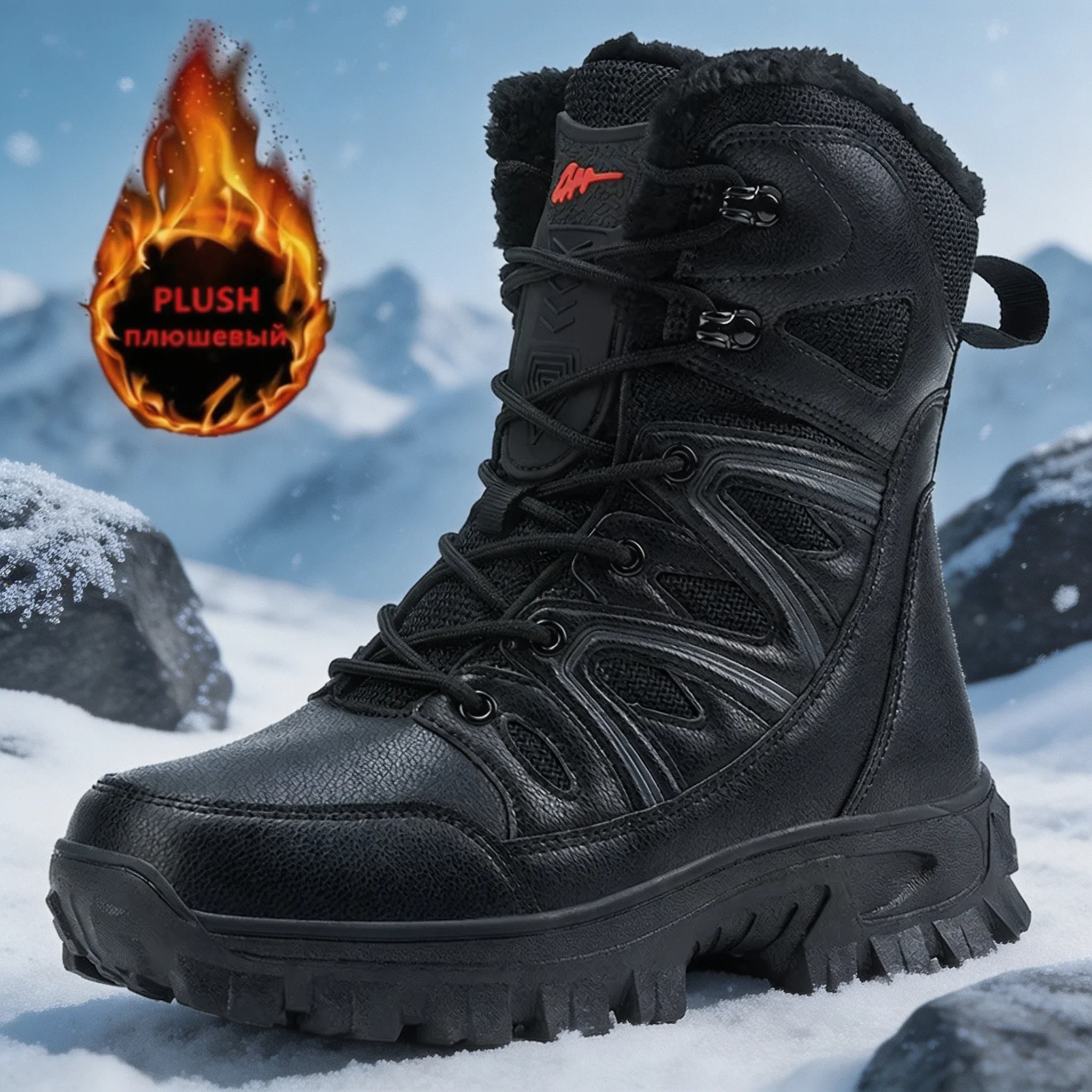 Men Winter Men Snow Boots Super Warm Men Hiking Boots High Quality Waterproof Leather Men's Boots Outdoor Motorcycle Boots