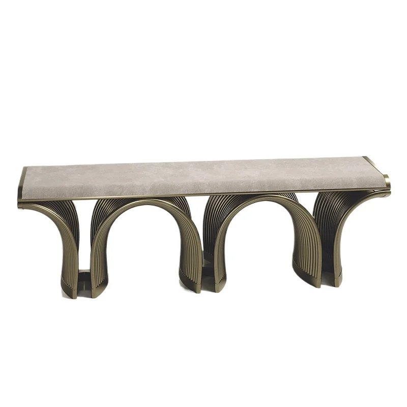 

Italian luxury high-end stainless steel shoe stool foot pad bedroom soft entrance functional stool