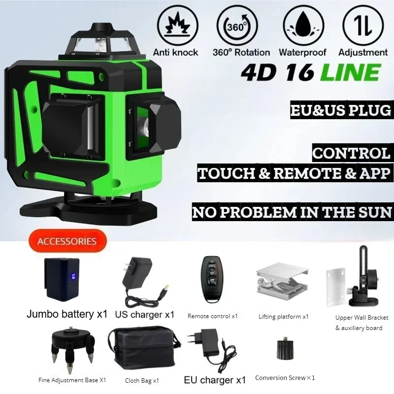 nivel a laser 16 Linee Laser professionale Livello linea verde professionale 16 Linee Livello laser verde 4D