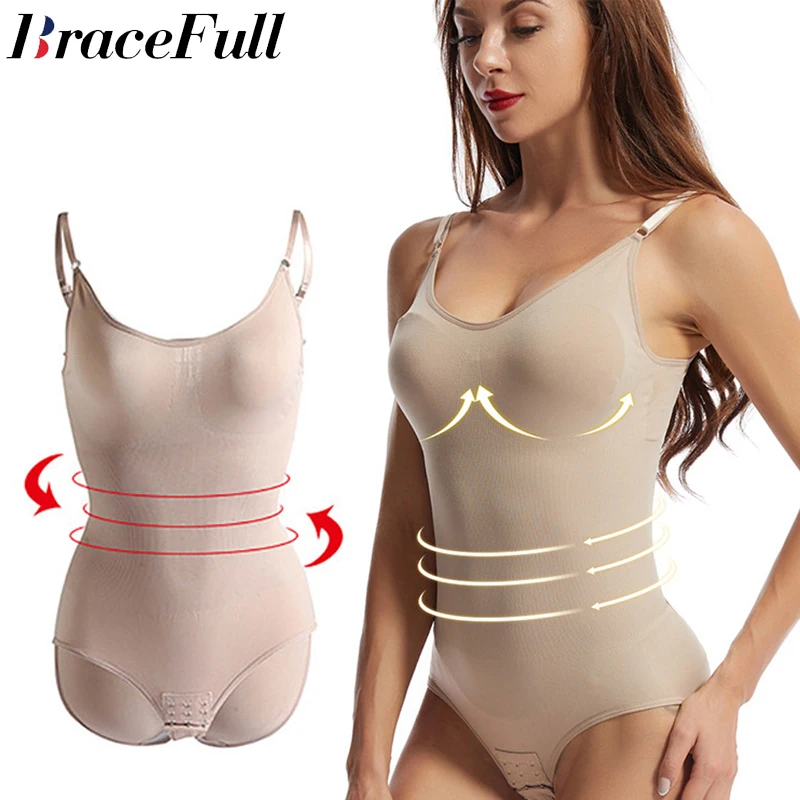 

1Pcs Women Bodysuit Tops Shapewear Seamless Tummy Control Slimming Waist V Neck Sculpting Jumpsuits Body Shaper Tank Top