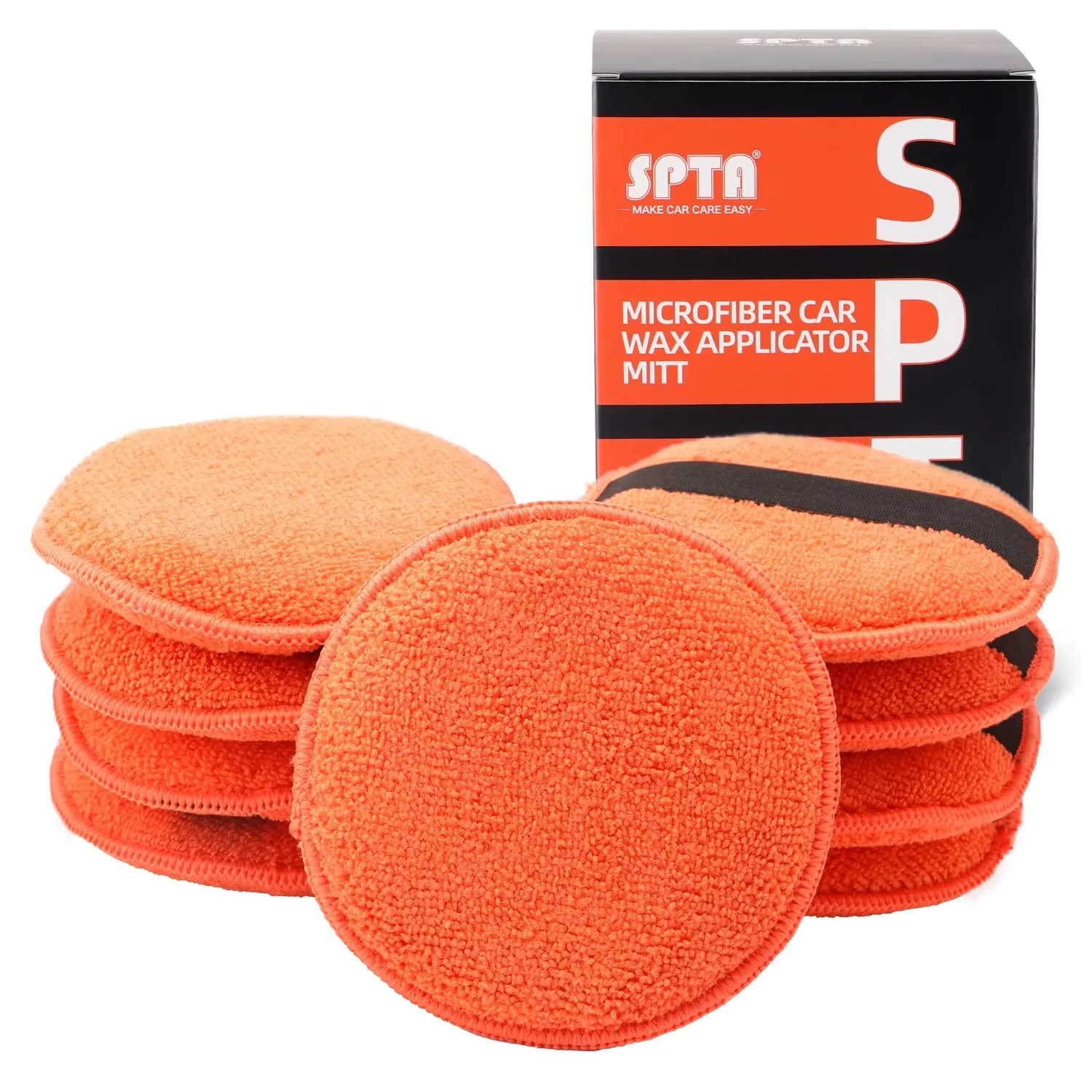 

SPTA 9Pcs 5 inch Microfiber Wax Applicator Pads with Finger Pocket Buffing & Detail Polishing Foam Pads for Car Cleaning