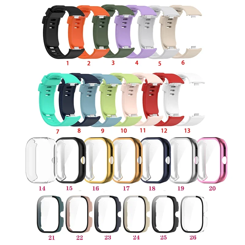 جراب بحزام لساعة شاومي ريدمي 4 ، واقي شاشة من الزجاج المقسى ، غطاء مطلي ، سوار سيليكون