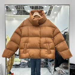 Oversized pato para baixo casacos de enchimento longo para baixo jaquetas inverno moda cocoon pão estilo para baixo casacos feminino grosso quente parkas