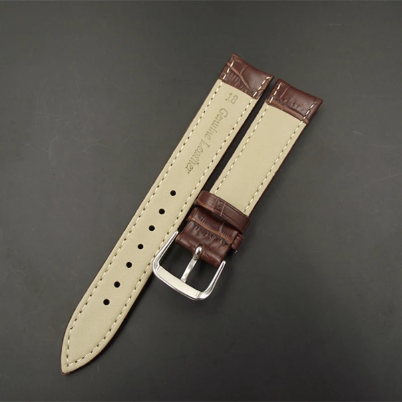 Wholesale 50pcs/Lot 8mm 10mm 12 14 16 17 18mm 19mm 20mm 22mm 24mm Genuine Cow Leather Watch Band Watch Straps Black White Brown