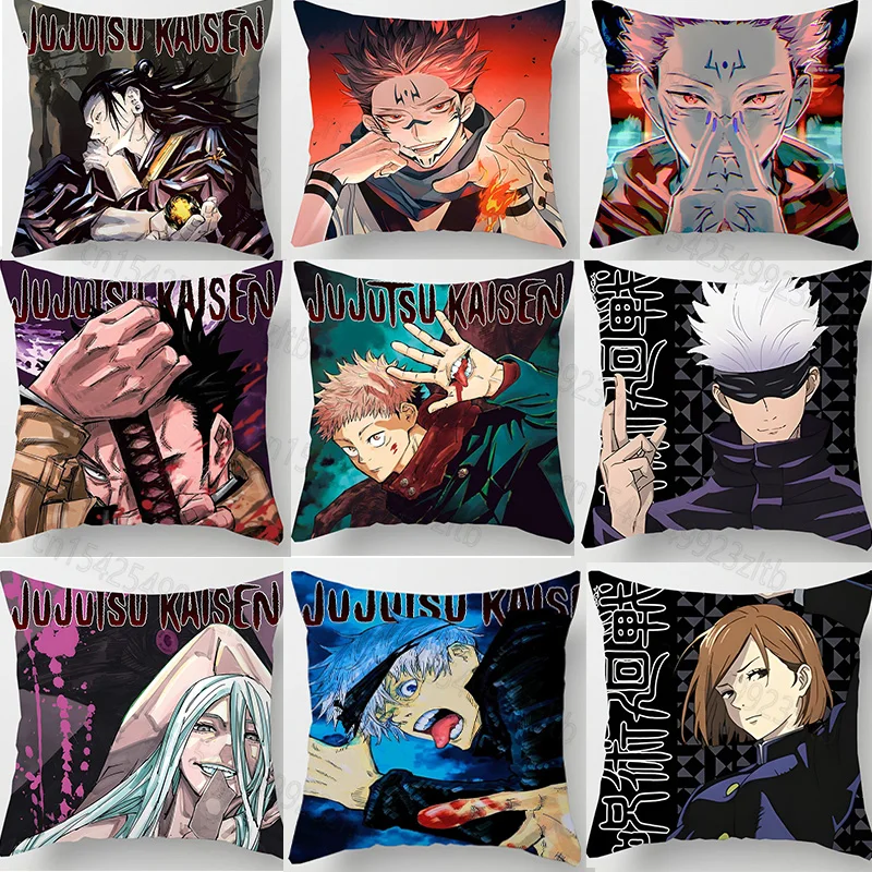 Anime Jujutsu Kaisen Pillow Case Gojo Satoru Yuji Itadori Sukuna Pillow Cushion Cover Dakimakura Throw Pillow Case Decorative