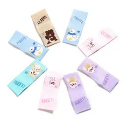 100PCs Rectangle Polyester Label Tags Multicolor Animal Pattern Children Clothes Hat Bags DIY Sewing Accessories 4cm x 1.5cm