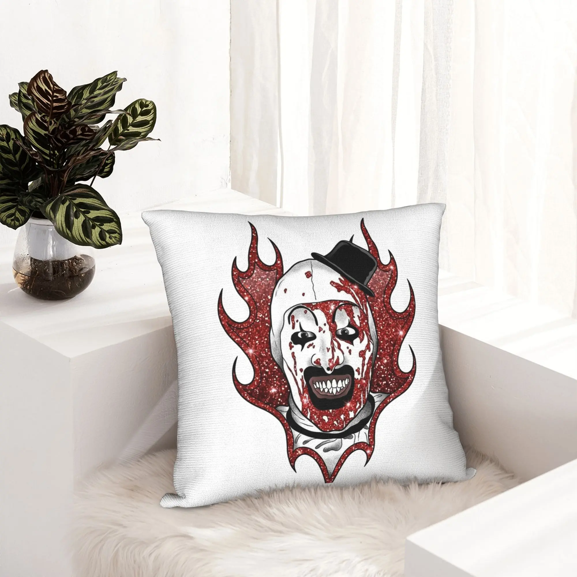 Terrifiers Art The Clown Pillowcase Double-sided Printing Cushion Cover Decor Halloween Throw Pillow Case Cover Home Square