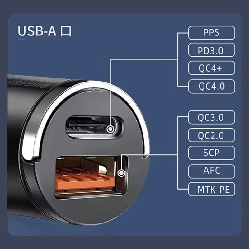 100W Car Charger USB Fast Charging For IPhone QC3.0 Mini PD USB Type C Charger Car Phone Charger For Samsung Huawei XiaoMi