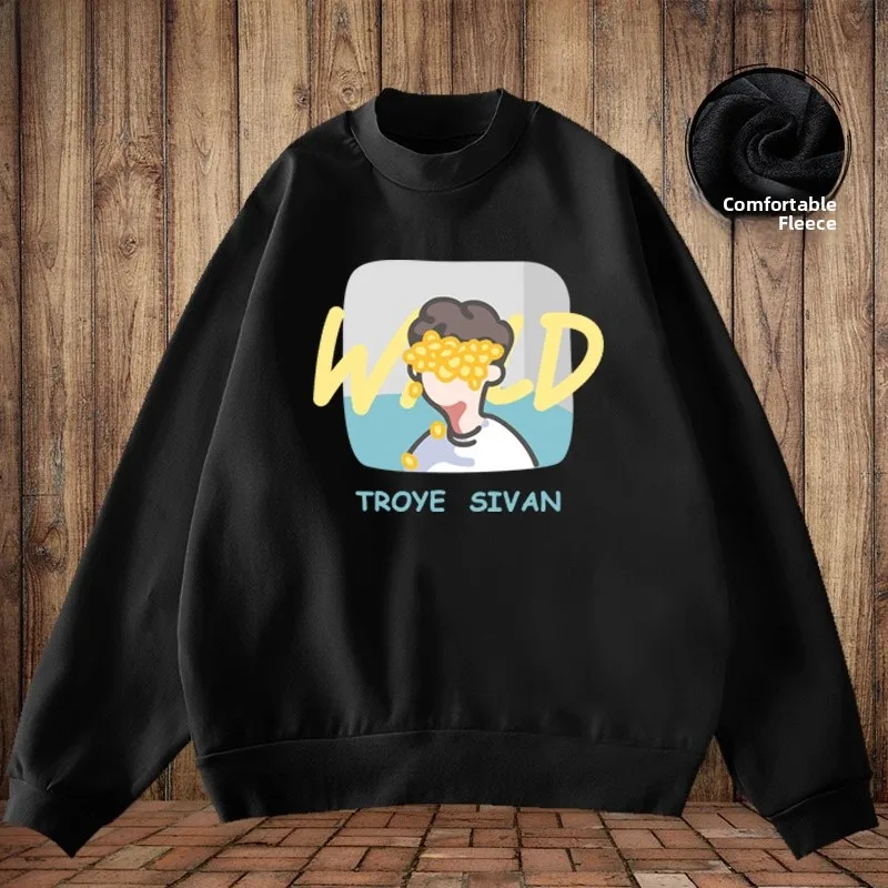 

Troye Sivan round Ne Fce Lined Long Sve Sweatirt ex Comfortable Cotton Hoodie with Print for Youth Winter Wear