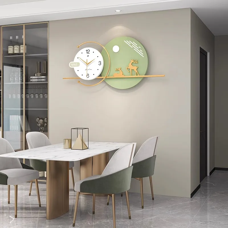 2024 new style wall clock living room non-perforated cream wind clock wall creative restaurant atmospheric superior wall clock